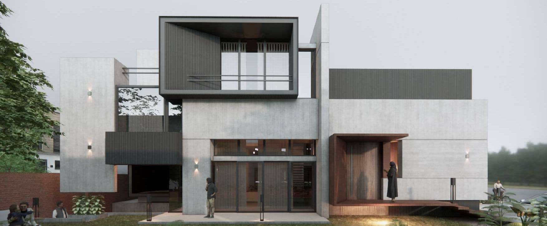 A&F Homes II — entrance sequence at dusk